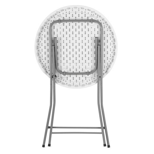 Stół składany cateringowy 110x80 cm okrągły stolik bankietowy koktajlowy biało-srebrny