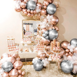 Balony urodzinowe 50 szt. zestaw dekoracje białe, szare, różowe, z konfetti