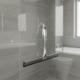 Ściągaczka do szyb, kabiny prysznicowej, łazienkowa ze stali nierdzewnej z uchwytem, srebrna