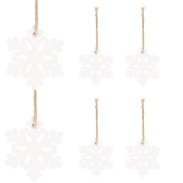 Zawieszka choinkowa 4cm drewniana, ozdoby świąteczne śnieżynki zestaw 6 szt.
