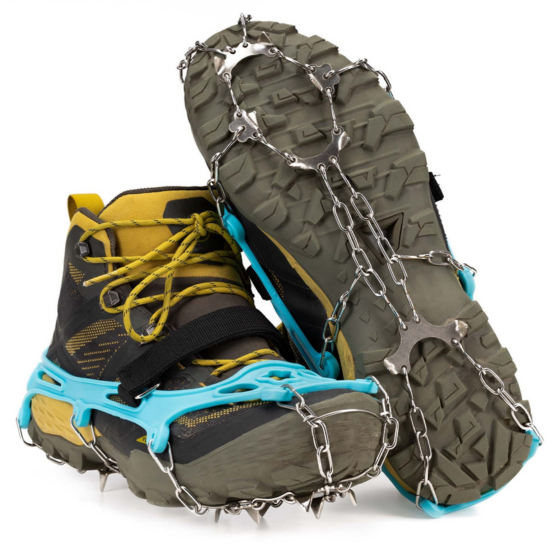 Raczki na buty stalowe antypoślizgowe turystyczne nakładki rozmiar 36-40 turkusowe