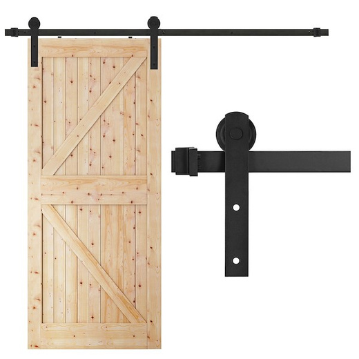 System do drzwi przesuwnych 183 cm prowadnica do 100 kg, barn door stal czarny