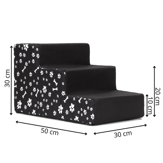 Schodki dla psa do łóżka 30 cm podest, rampa 3-stopniowa, czarne