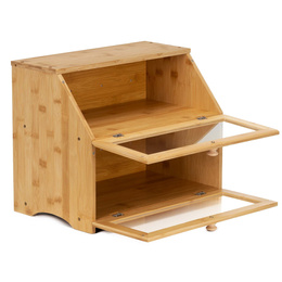 Chlebak zamykany, dwupoziomowy, szafka na pieczywo, bambusowy