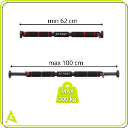 Drążek do podciągania 62 - 100 cm teleskopowy stalowy mocowany do futryny regulowany