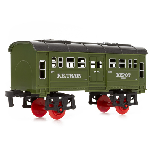 Pociąg z wagonami dla dzieci z mgiełką i dźwiękami, lokomotywa parowa z torami na baterie