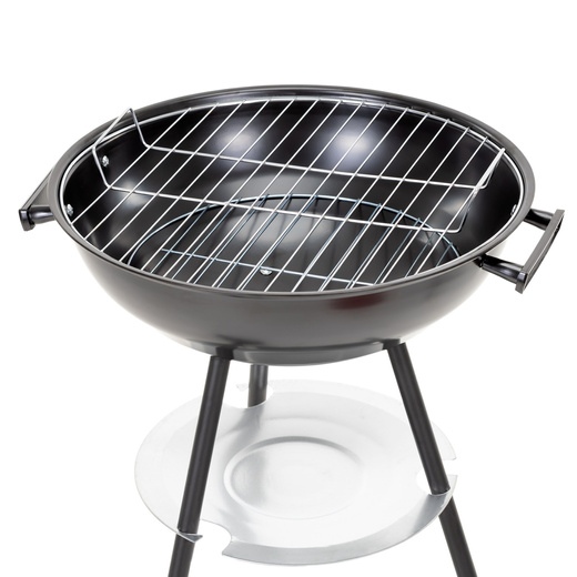 Grill węglowy, zamykany pokrywą okrągły, ruszt 41 cm przenośny, czarno-czerwony