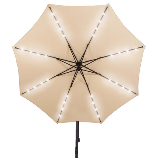 Parasol ogrodowy z oświetleniem led na wysięgniku 300 cm składany na balkon, taras ecru 
