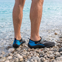 Buty do wody męskie rozm. 45 szybkoschnące buty na plażę, do pływania czarno-niebieskie