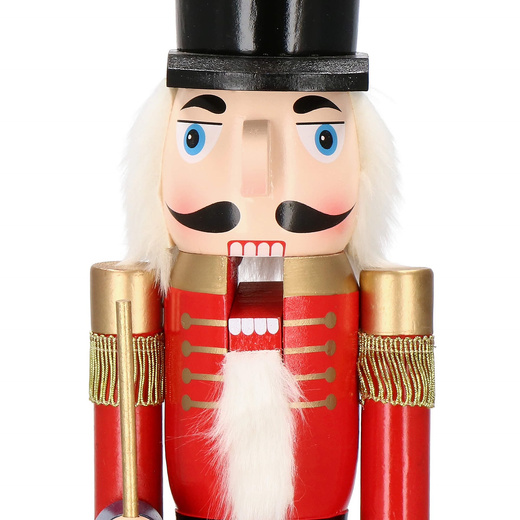 Dziadek do orzechów 60 cm z karabinem, drewniany żołnierzyk czerwony, figurka świąteczna