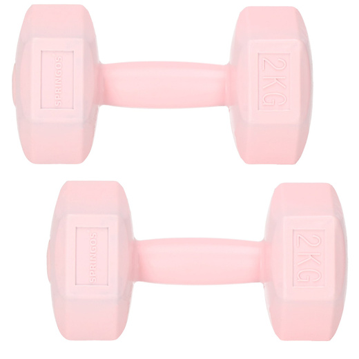 Ciężarki 2kg hexagonalne do ćwiczeń fitness hantle zestaw 2 szt. różowe