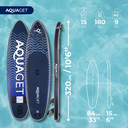 Deska pompowana do pływania SUP 320 cm z siedziskiem paddleboard z wyposażeniem