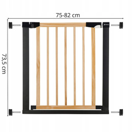 Bramka zabezpieczająca schody 75-82 cm bramka rozporowa brązowo-czarna