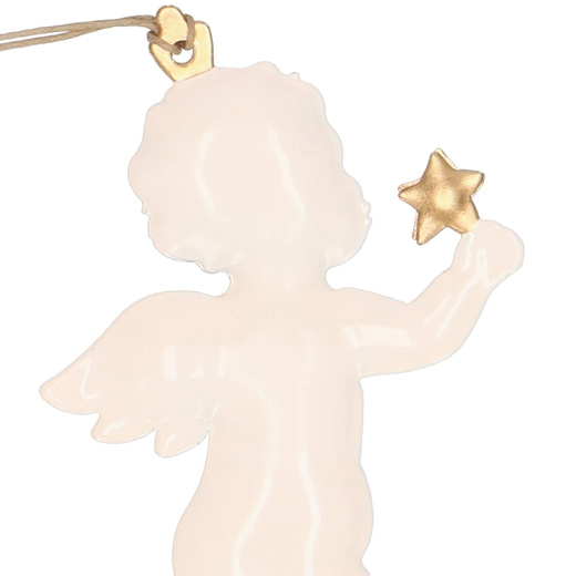 Świąteczne zawieszki 7cm metalowe aniołki zestaw 3 szt. kremowy