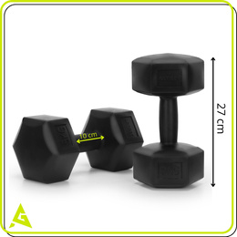 Ciężarki 2x5 kg hexagonalne do ćwiczeń fitness hantle zestaw 2 szt. czarne