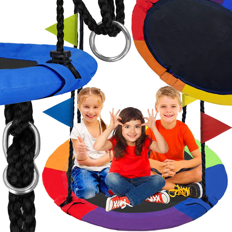 Bocianie gniazdo dla dzieci 110 cm huśtawka ogrodowa wielokolorowa