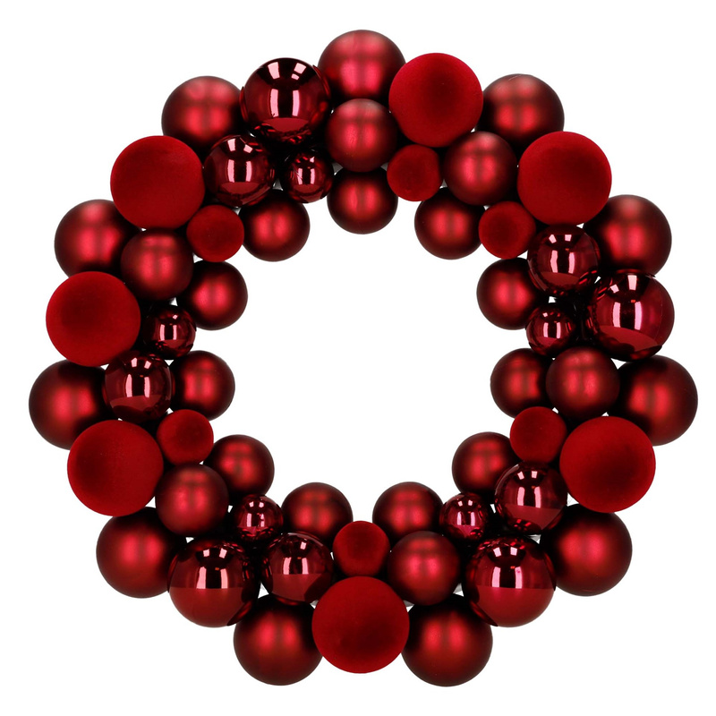 Wieniec świąteczny z bombek, wianek na drzwi 34 cm, stroik czerwony