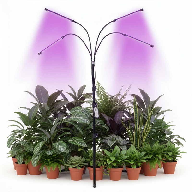 Lampa do doświetlania roślin LED do wzrostu uprawy 4 panele z timerem i pilotem, usb