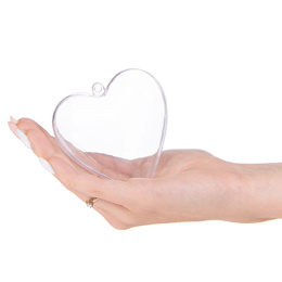 Bombki akrylowe 8cm serce plastikowe decoupage zestaw 10 szt.