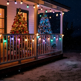 Lampki choinkowe żarówki 15 Led oświetlenie zewnętrzne solarne 10,5 m multikolor