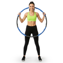 Hula hop treningowe 88 cm składane, piankowe NBR szaro-niebieskie
