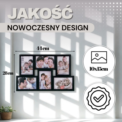 Ramka na zdjęcia 6 zdjęć multiramka 10x15 czarna