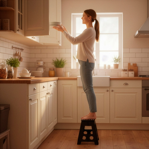 Stołek składany 39 cm schodek pomocniczy 150 kg podest antypoślizgowy, czarny