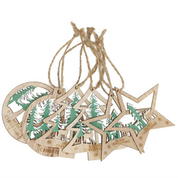 Zawieszki choinkowe 6 sztuk drewniane ozdoby świateczne