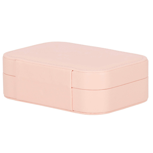 Szkatułka na biżuterię ekoskóra 16x11x5 cm różowy organizer z przegródkami