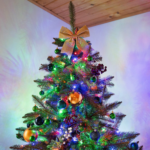 Kokardka świąteczna na choinkę 22 cm brokatowa zawieszka choinkowa złota