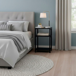 Szafka nocna, stolik z półkami do sypialni 35x31x59 cm nakastnik, czarny