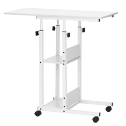 Stolik na kółkach regulowany 76-86 cm biurko mobilne pod laptopa biały