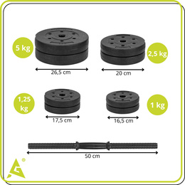 Hantel do ćwiczeń 20 kg hantla regulowana zestaw obciążeń 2x10 kg gryf do treningu siłowego