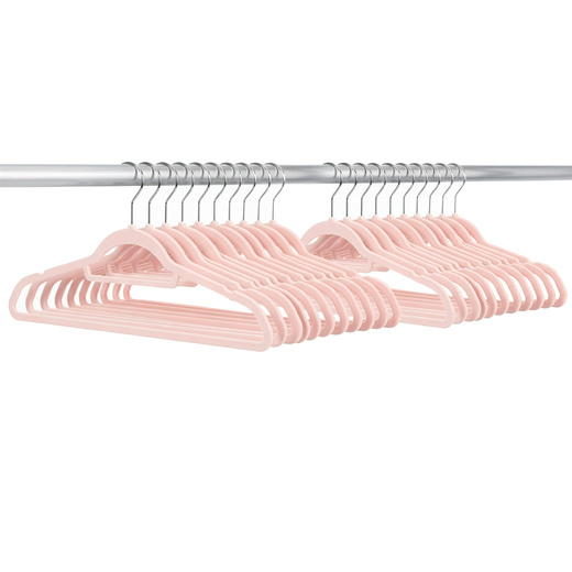 Wieszaki na ubrania 20 szt. welurowe odzieżowe do szafy pudrowy róż