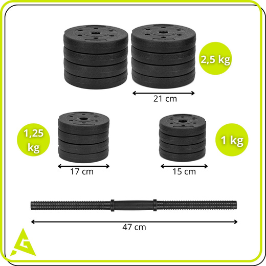Hantle regulowane zestaw 2x 15 kg obciążeń gryf do treningu siłowego 30 kg talerze zaciski
