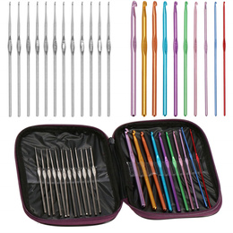 Zestaw do szydełkowania 22 szt. i etui szydełka z aluminium i stali nierdzewnej