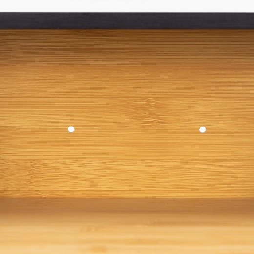 Chlebak zamykany, dwupoziomowy, szafka na pieczywo, bambusowy, czarny