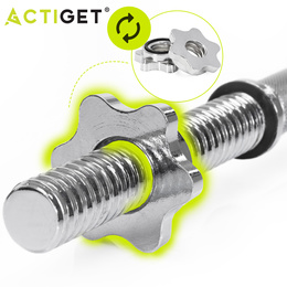 Gryf krótki 40 cm do hantli z zaciskami śr. 30 mm gwintowany, stal chromowana