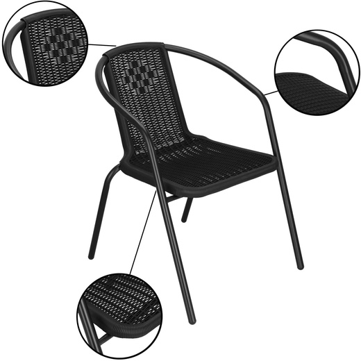 Krzesła ogrodowe 4 szt. metalowe na taras czarne zestaw