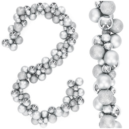 Girlanda świąteczna 160 cm łańcuch z bombek 130 szt. srebrne