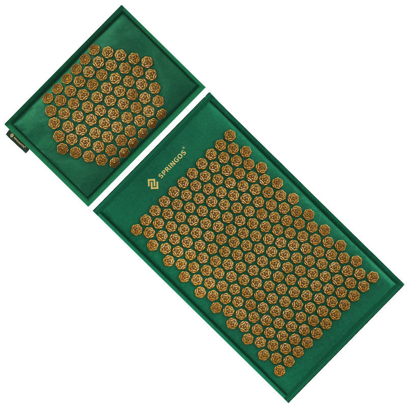 Mata z kolcami do akupresury, z poduszką, do masażu, na ból, z lnu i włókna kokosowego