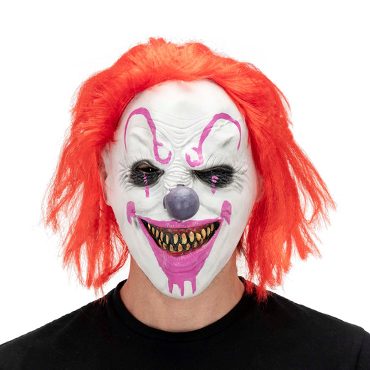 Maska na Halloween krwawy klaun z włosami zabójczy claun horror cosplay