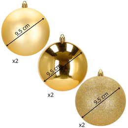 Bombki choinkowe 6 szt. ozdoby na choinkę, dekoracje świąteczne, złote
