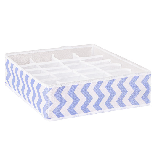 Organizer do szuflady na skarpetki i bieliznę 24 przegródki 33 × 33 × 10 cm niebieski