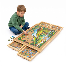 Tablica do układania na 1000 puzzli, 4 szuflady, mata, podkładka obrotowa