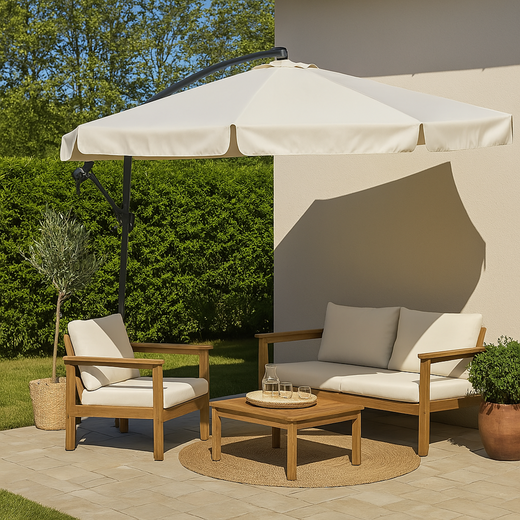 Parasol ogrodowy na wysięgniku 350 cm składany z pokrowcem, na balkon, taras ecru