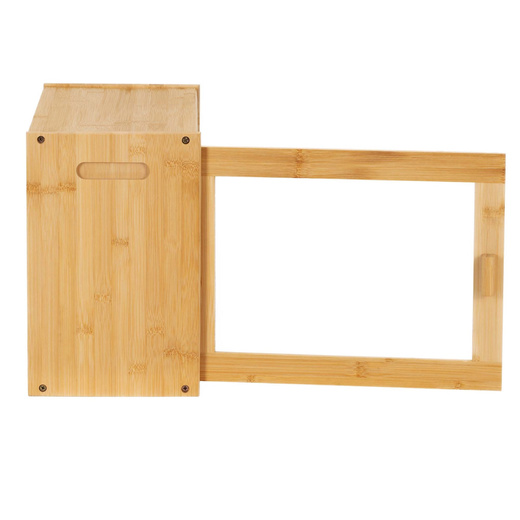 Chlebak zamykany, dwupoziomowy, pojemnik kuchenny do przechowywania pieczywa, bambusowy