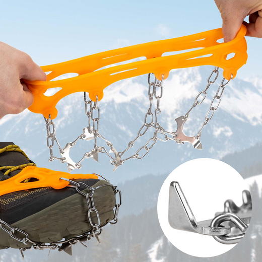 Raczki na buty stalowe antypoślizgowe turystyczne nakładki rozmiar 40-45 pomarańczowe