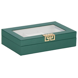 Szkatułka na biżuterię 23,5x14x5,5 cm zielony, ekoskóra organizer z przegródkami
