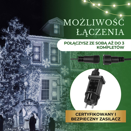 Lampki choinkowe 500 led bialy zimny 25m oświetlenie świąteczne IP44
